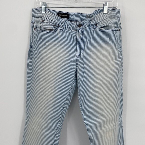 J.Crew Toothpick Womens Railroad Stripe Mid Rise Stretch Denim Jeans Size 31 - Picture 2 of 10